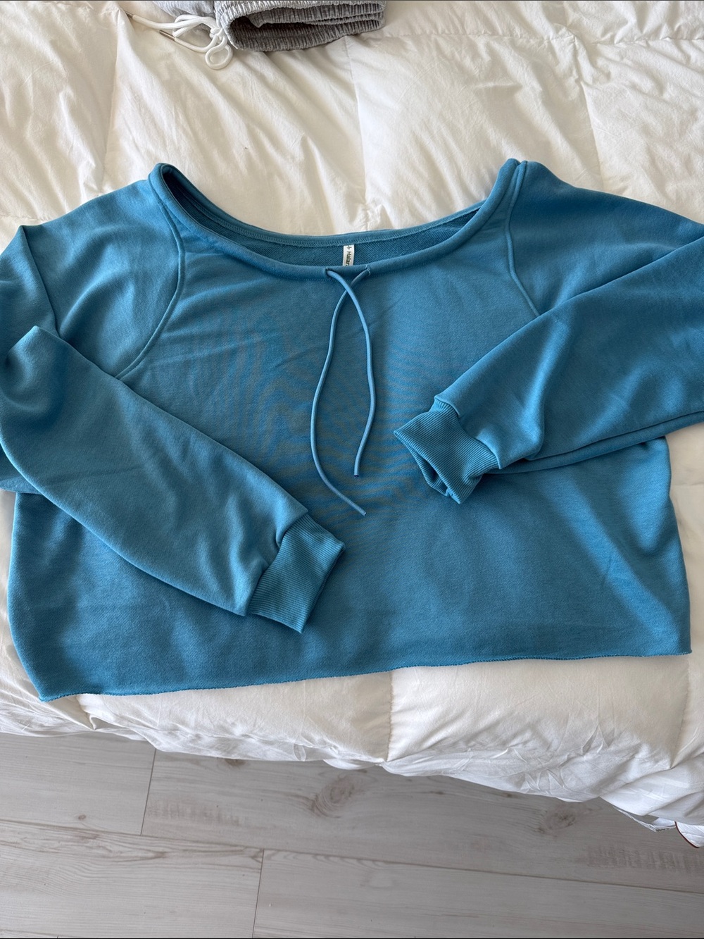Blue Halara Cropped Sweatshirt with Drawstring